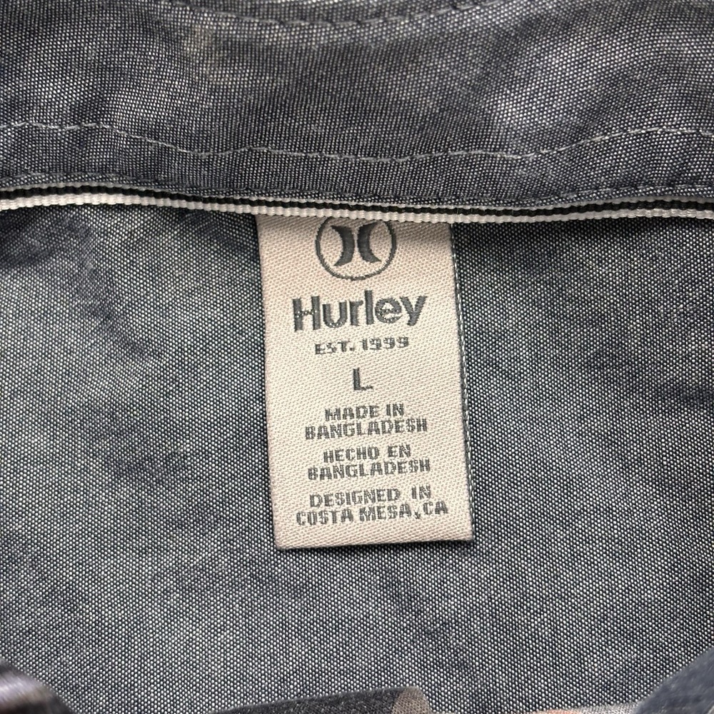 Hurley Shirt Mens Large Gray Floral Short Sleeve Button Up Casual Hawaiian - Picture 5 of 10
